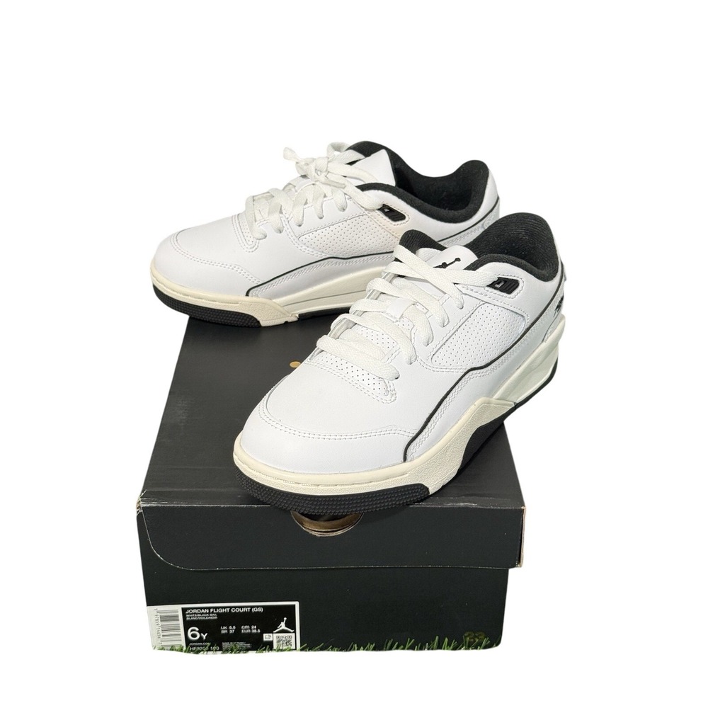 Air Jordan Flight Court GS HF3333-100 White Sail Black Youth 6Y Sneakers